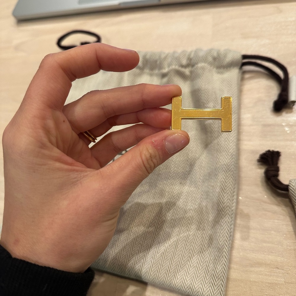 Women’s Hermes Focus Belt and Buckle Reversible Leather Strap 13mm Gold buckle